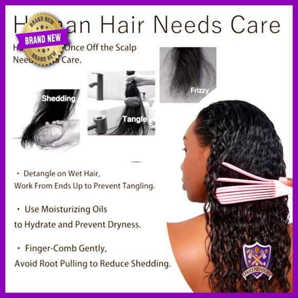 Deep Wave Human Hair Bundles with 5x5 HD Lace Closure, 3 Bundles 20-24 Inch main image 4